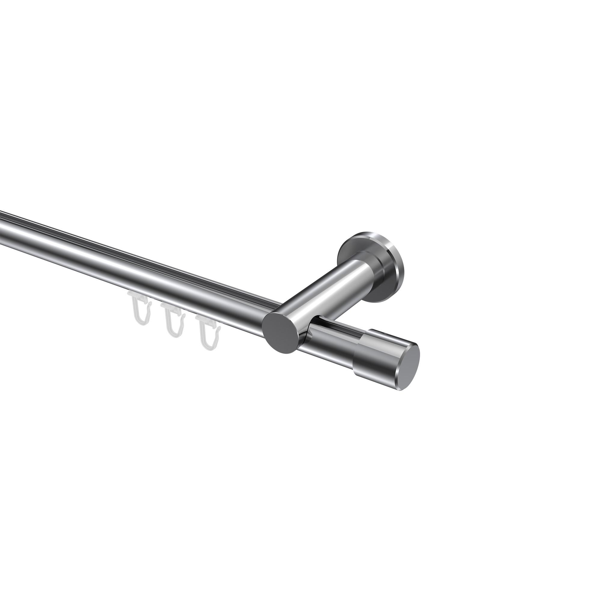 GARDINENSTANGE INNENLAUF Platon Santo 600 cm (geteilt in 3 x 200 cm), 1-läufig, 20 mm Ø Chrom - Chromfarben, Metall (600cm) - INTERDECO