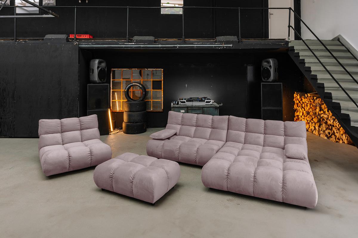 SITZGRUPPE VIVIEN 3ER SET Grau Velvet (1er-Set) - Grau, Kunststoff/Textil (510/85/359cm) - KAWOLA