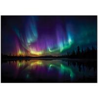 FOTOTAPETE Nordlicht Natur Bunt 300x210 cm - Multicolor, Papier (300/210cm) - Wallarena
