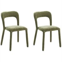 STUHL 2er-Set Chenillegewebe Grün Lakeville - Grün, Textil (48/80/56cm) - Beliani