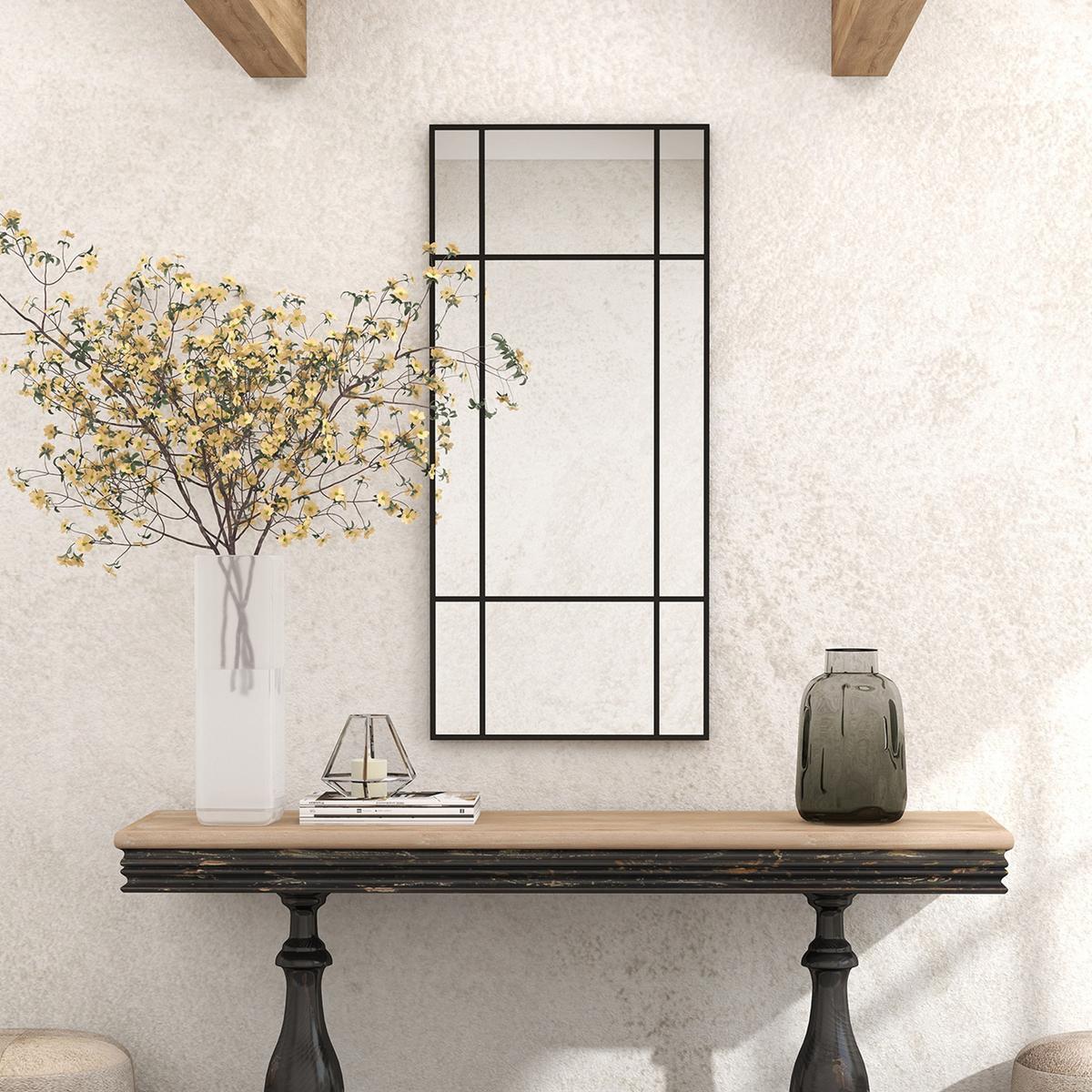 WANDSPIEGEL Glas Metall Schwarz - Schwarz, Glas (2/110/50cm) - HOMCOM
