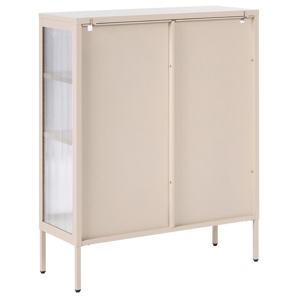 SIDEBOARD mit Glastüren Metall 90 cm Beige Lerryn - Beige, Metall (90/111/35cm) - Beliani