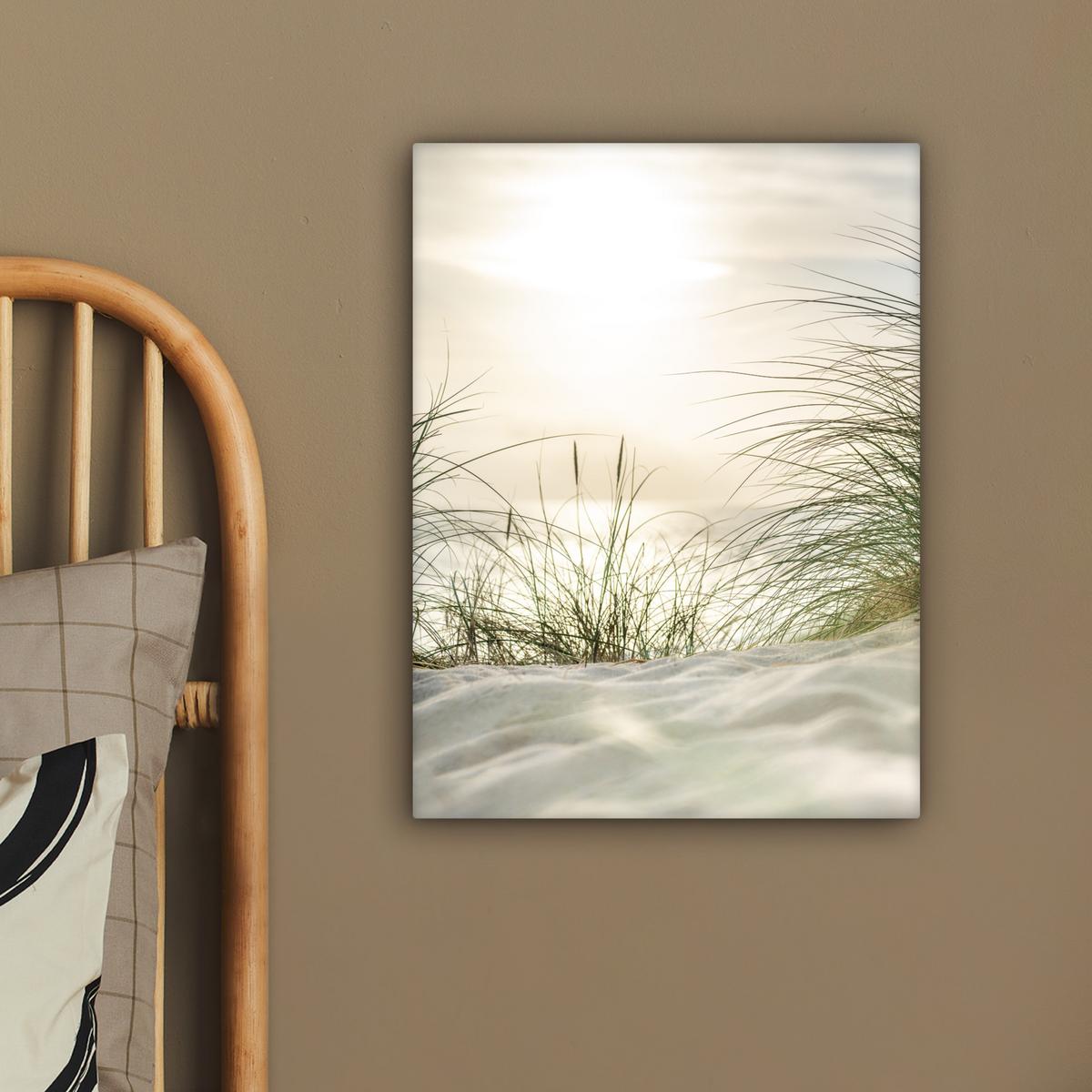 LEINWANDBILD Dünen mit Strandhafer in der Sonne des Nationalparks Schleswig-Holsteinisches Wattenmeer Room Decor 30x40 cm - Creme, Textil (30/40cm) - MuchoWow