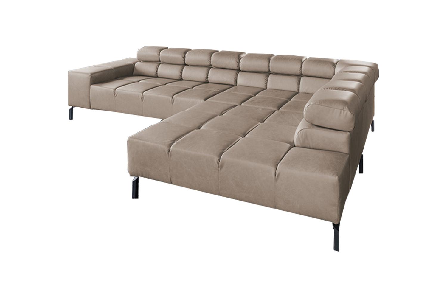 ECKSOFA NELSON Grau Leder Relaxfunktion - Schwarz/Grau, Leder/Metall (321/216cm) - KAWOLA