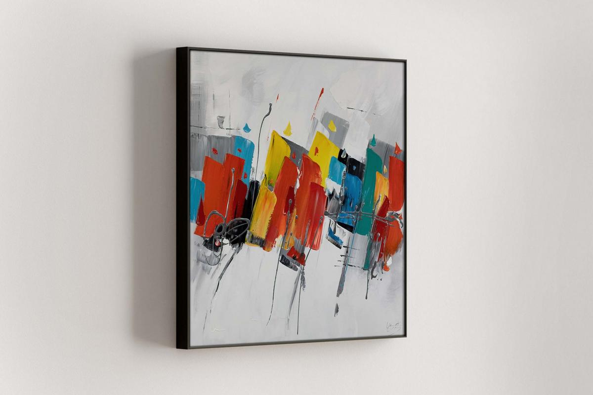 ÖLGEMÄLDE 80/80 cm - Multicolor/Weiß, Holz/Textil (80/80cm) - KUNSTLOFT