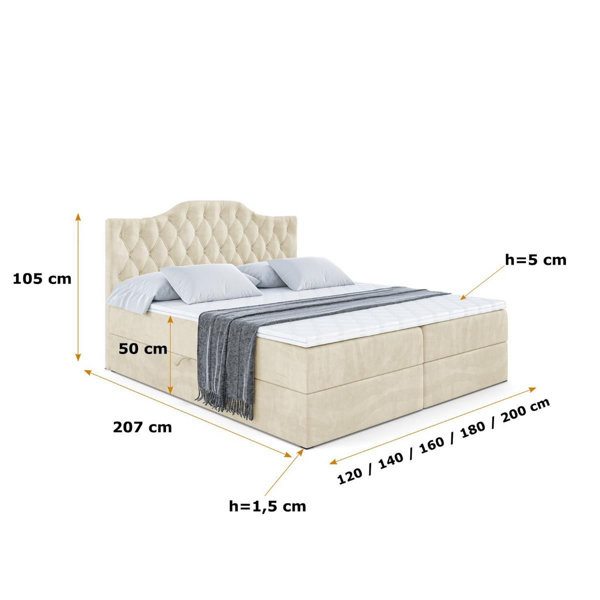 BOXBETT mit Matratze H4 und Lattenrost - VILA-1 - 140x200 cm - H4 - Beige - Beige, Holzwerkstoff (140/200cm) - ALTDECOR
