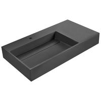 HÄNGEWASCHBECKEN Schwarz 90/48 cm Mineralguss Cusco - Schwarz, Naturmaterialen (90/13/48cm) - Beliani