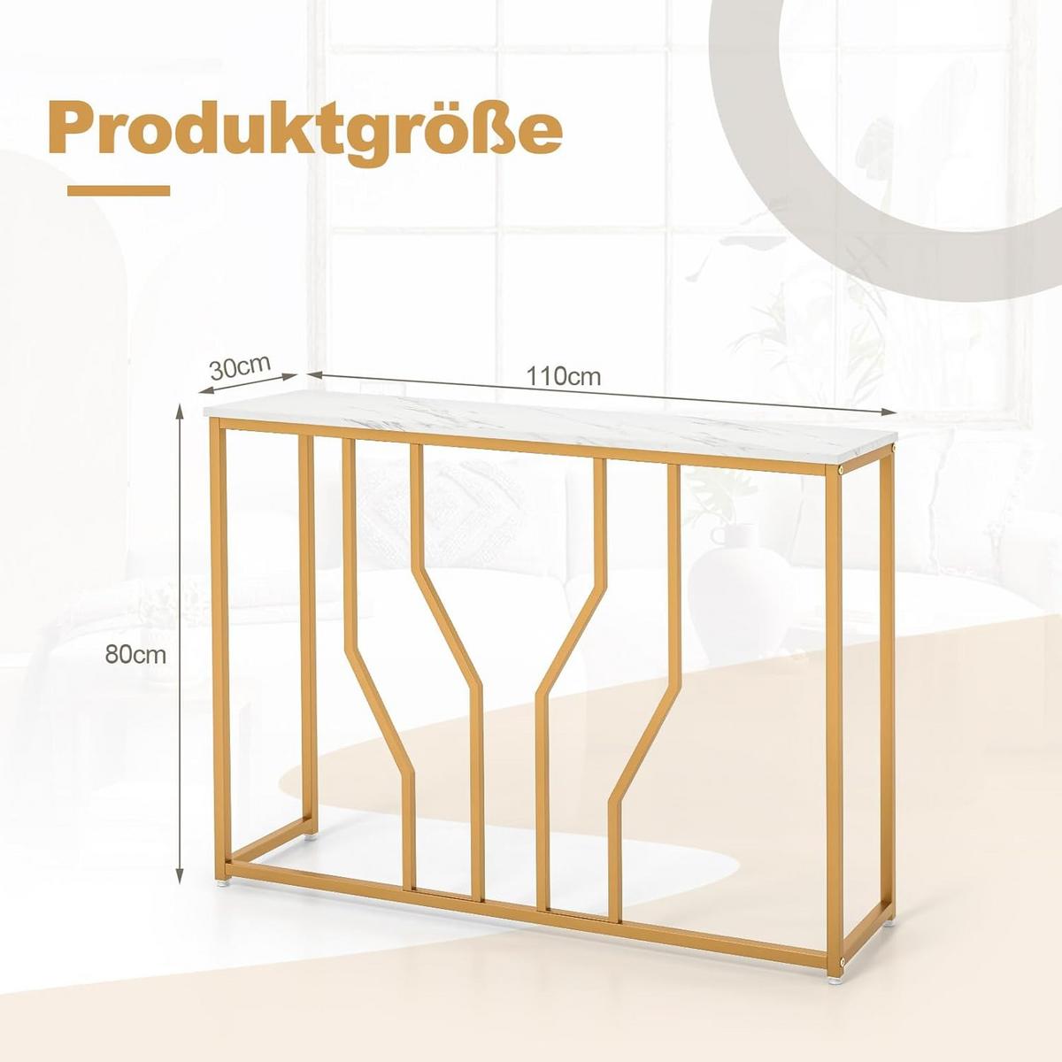 EINGANGSTISCH 80cm Gold - Goldfarben, Holz (30/110/80cm) - COSTWAY