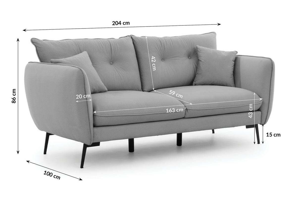 3-SITZER-SOFA Nordloft Hellgrau Samt - Hellgrau/Schwarz, Holz/Textil (204/86/100cm) - S-Style Möbel
