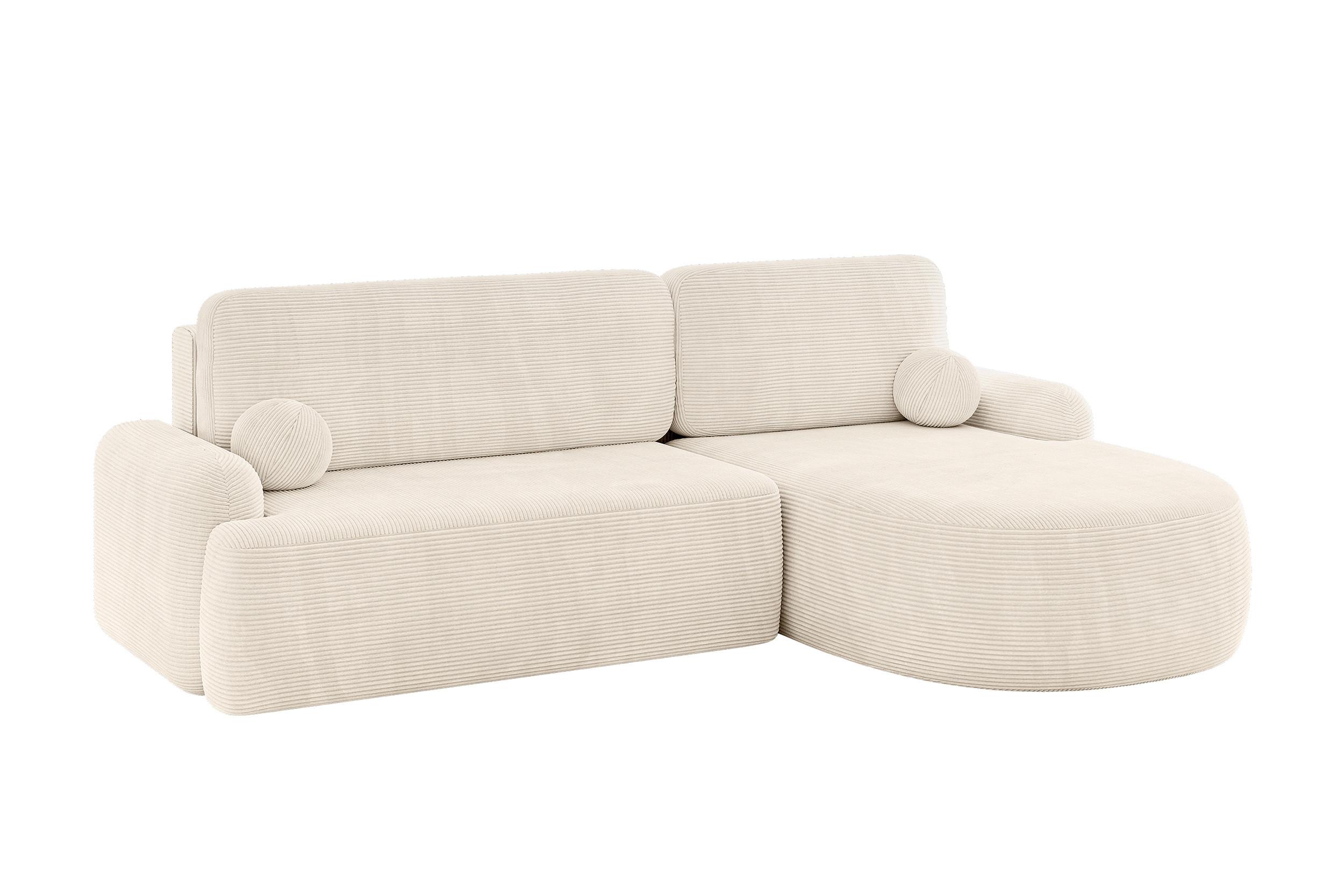 ECKSOFA mit Schlaffunktion und Bettkasten LIRA-L - 264x172x89 Beige - Beige, Holzwerkstoff/Textil (172/264cm) - ALTDECOR