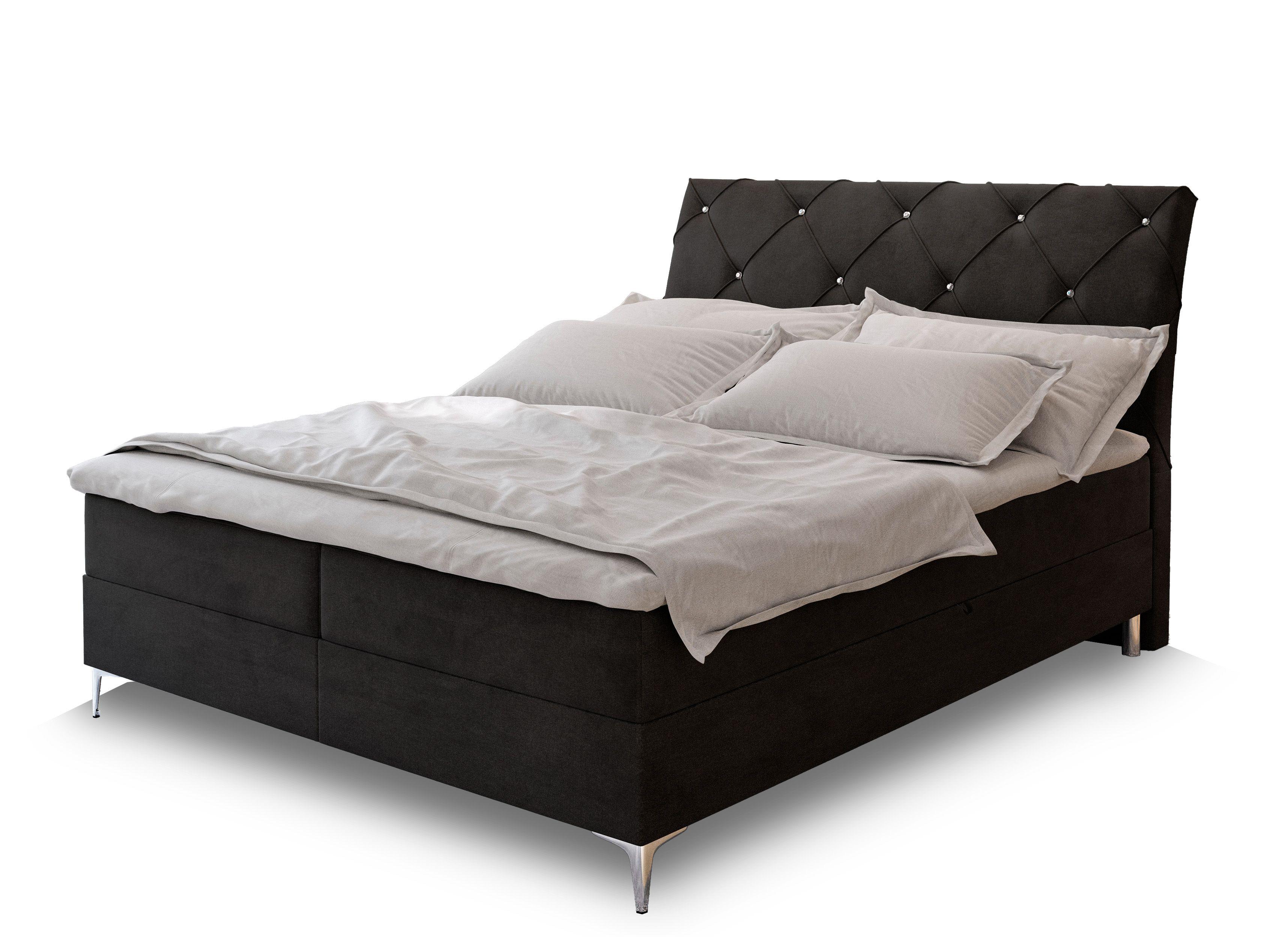 BOXBETT MACON 140x200 cm mit Matratze und Topper - Schwarz - Schwarz, Holz (140/200cm) - MASSENO