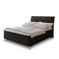 BOXBETT MACON 140x200 cm mit Matratze und Topper - Schwarz - Schwarz, Holz (140/200cm) - MASSENO
