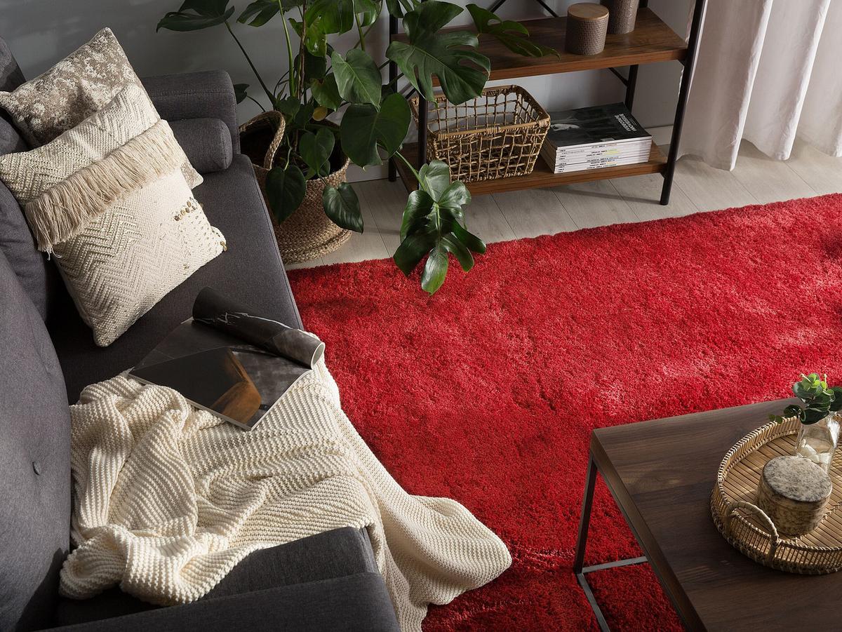 SHAGGY-TEPPICH Evren 200/140 cm - Rot, Kunststoff (140/200cm) - Beliani