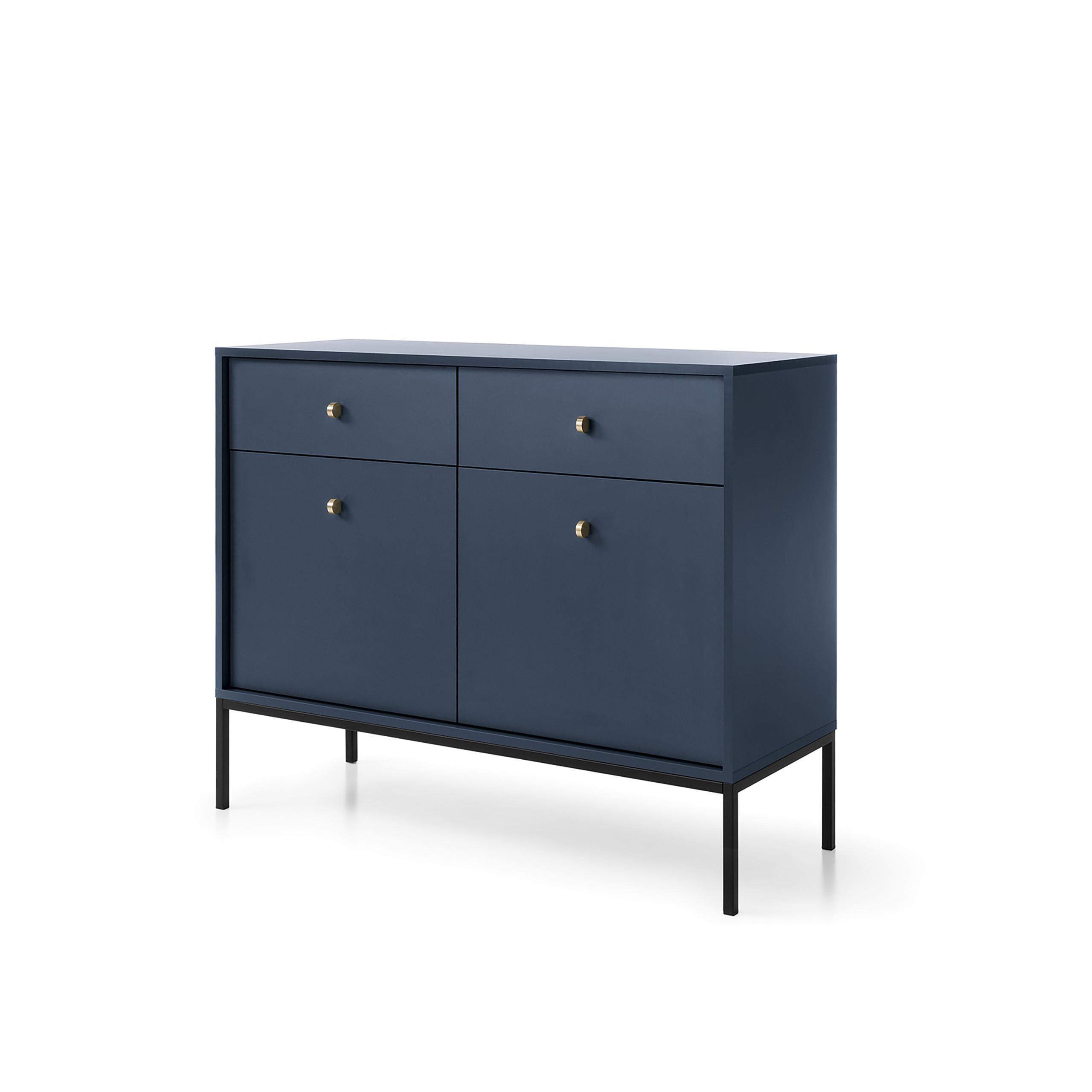 KOMMODE MONDO 104/83/39 cm mit 2 Schubladen 2 Türen Blau - Blau, Holzwerkstoff (104/83/39cm) - MASSENO