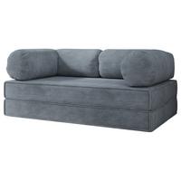 BETTSOFA ALVIO aus Schaumstoff Cordstoff Grau Schlaffunktion - Grau, Textil (170/68/80cm) - MASSENO