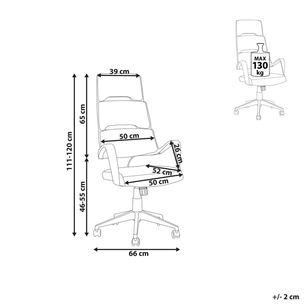 BÜROSTUHL Kunststoff Grau Grandiose - Grau, Textil (66/118/52cm) - Beliani