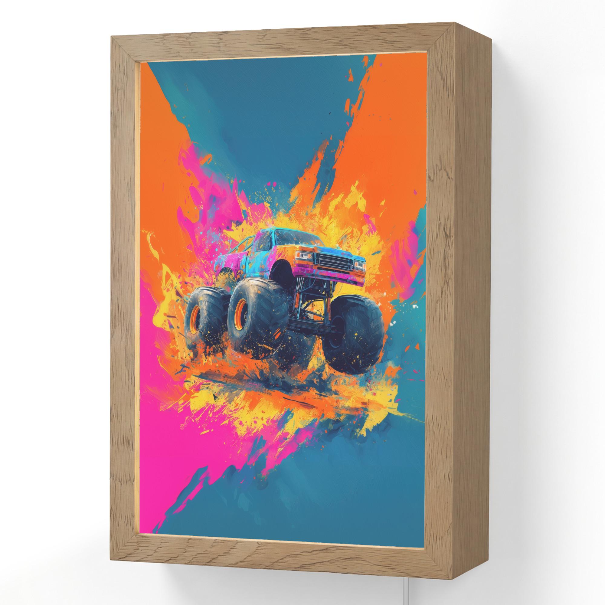 WANDLEUCHTE Monstertruck - Abstrakt - Farbspritzer - Farbenfroh 20x30 cm - Pink, Holzwerkstoff (20/30/8cm) - OnlyWow