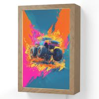 WANDLEUCHTE Monstertruck - Abstrakt - Farbspritzer - Farbenfroh 20x30 cm - Pink, Holzwerkstoff (20/30/8cm) - OnlyWow