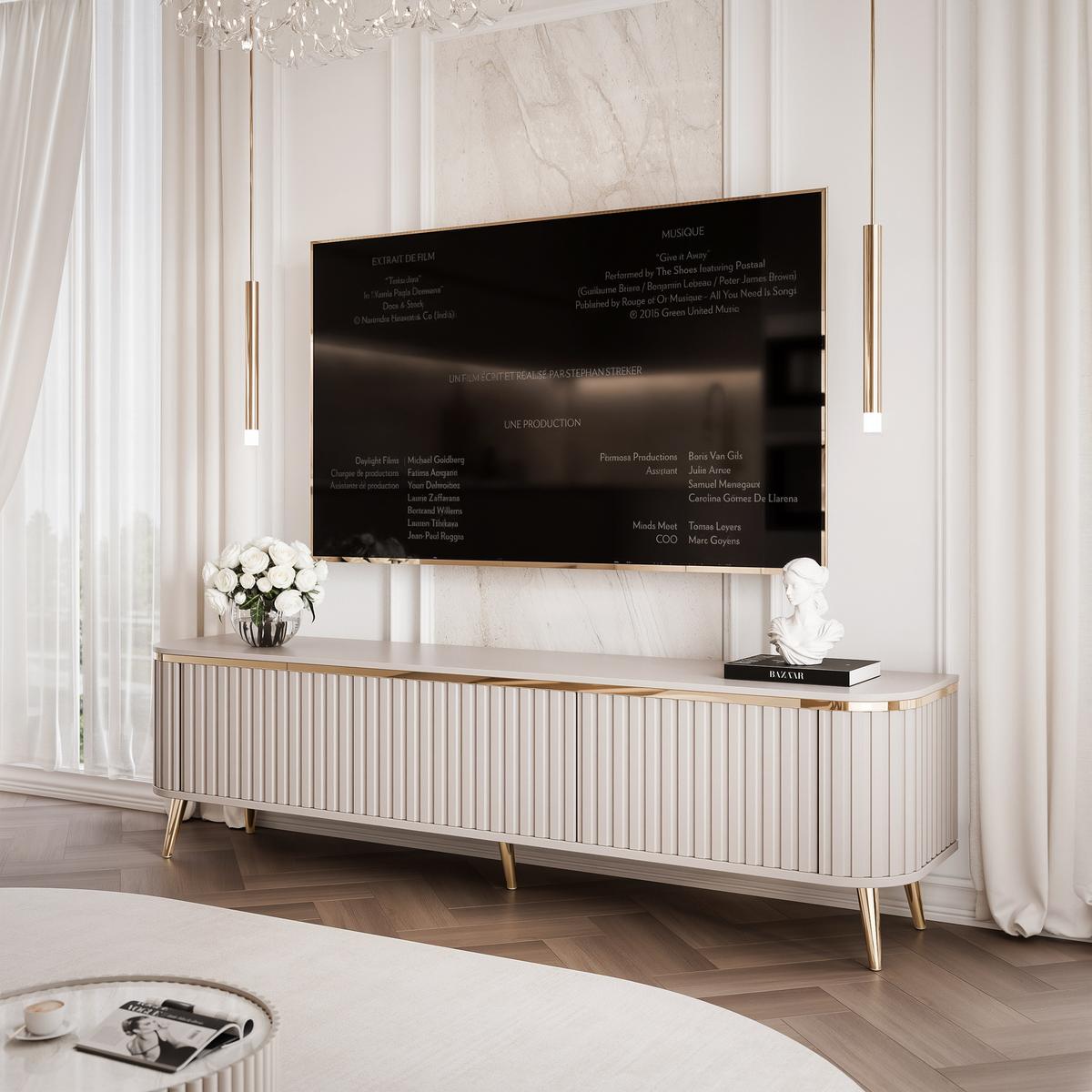 TV-LOWBOARD AZELIA 165 cm, mit LED-Beleuchtung, Kaschmir - Kaschmir, Holzwerkstoff (165/44/35cm) - Idohome