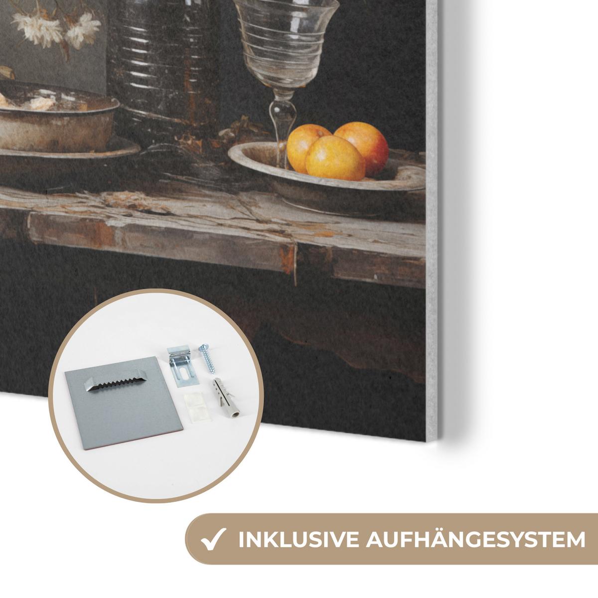 AKUSTIKBILD Stilleben - Blumen - Blumenstrauß - Vase - Wein Wanddeko 70x50 cm - Schwarz, Kunststoff (70/50/0.9cm) - MuchoWow