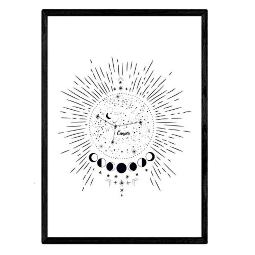 POSTER Sternzeichen Krebs A4 Schwarzer Rahmen - Schwarz, Papier (29.7/5/21cm) - Nacnic