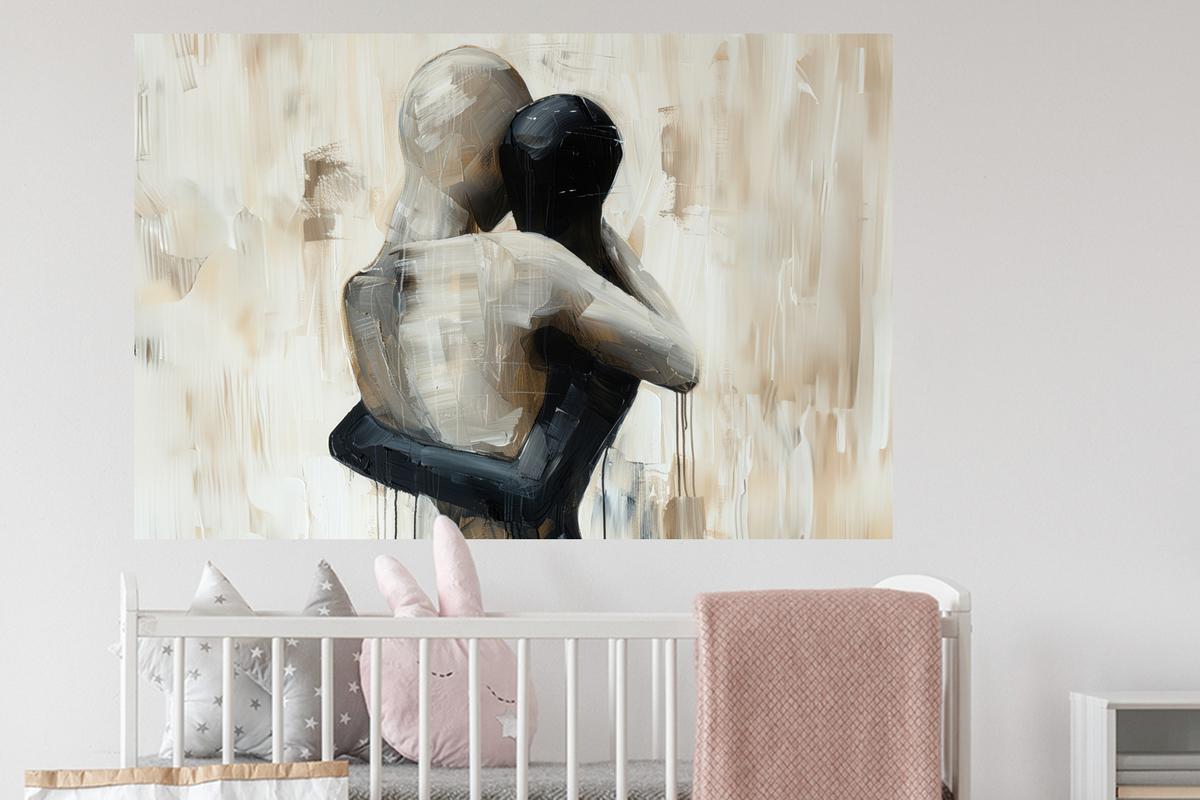WANDTATTOO Abstrakt - Liebe - Schwarz und weiß - Modern Wandsticker 120x80 cm - Schwarz, Kunststoff (120/80/0.1cm) - MuchoWow