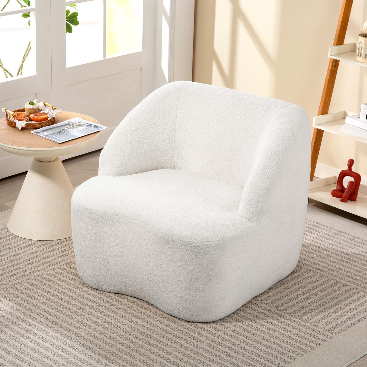SESSEL Loungesessel mit geschwungenem Design, Polstersessel mit Viles-Optik - Weiß, Kunststoff (81/73.5/82cm) - HOMCOM