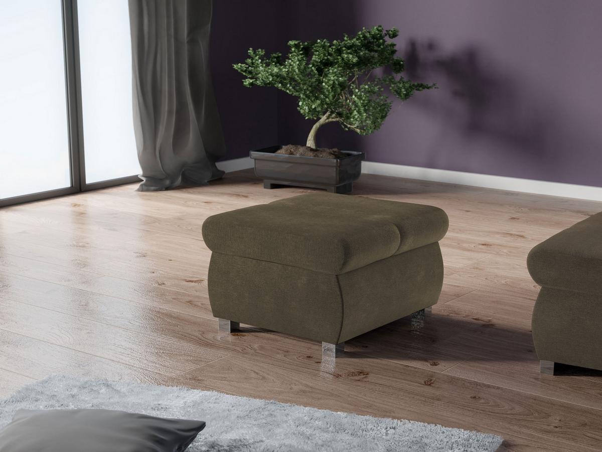POLSTERHOCKER Bangkok Klein - Silberfarben/Braun, Holz/Kunststoff (60/39/60cm) - MIRJAN24