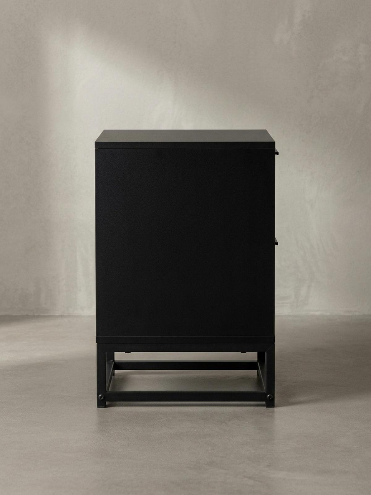 NACHTTISCH – Schwarz/Wiener Geflecht, 45x45x56 cm, Schubladen, zeitlos - Schwarz, Holzwerkstoff/Metall (45/55/45cm) - KADIMA DESIGN