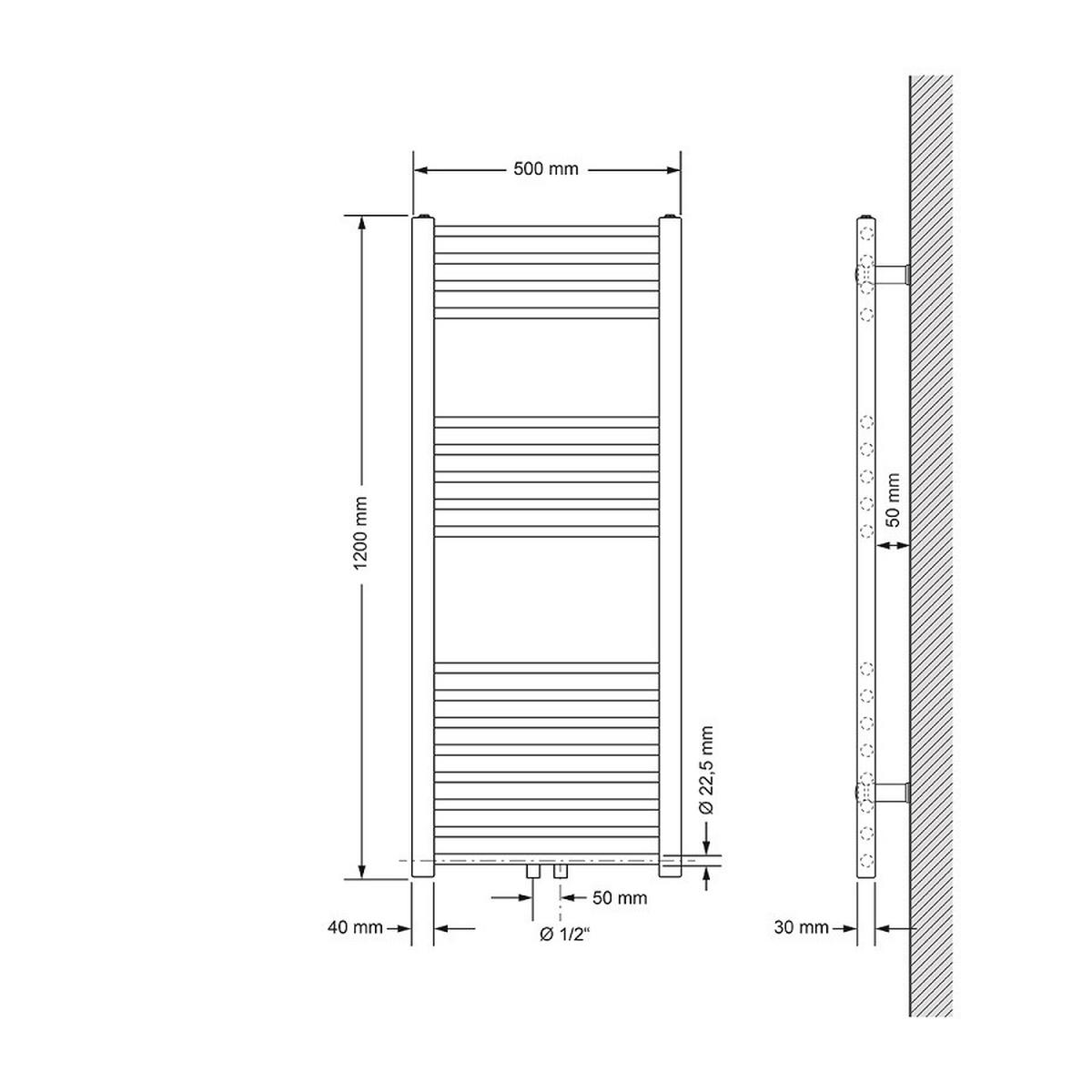 BADHEIZKÖRPER - Schwarz, Metall (50/120/3cm) - LuxeBath