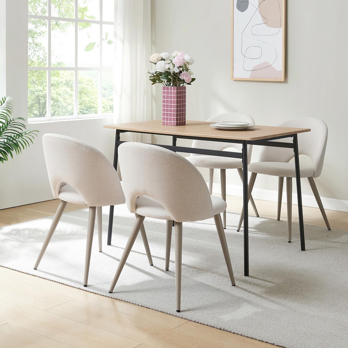 ESSZIMMERSTUHL-SET 2 TLG. Karijoki - Beige, Textil/Metall (50/77/55cm) - [en.casa]