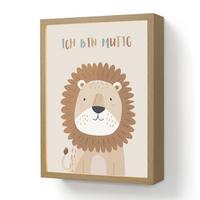 NACHTTISCHLAMPE MIT AKKU Löwe - Beige - Tier - Mutig - Zitat 30x40 cm - Beige, Holzwerkstoff (8/30/40cm) - OnlyWow