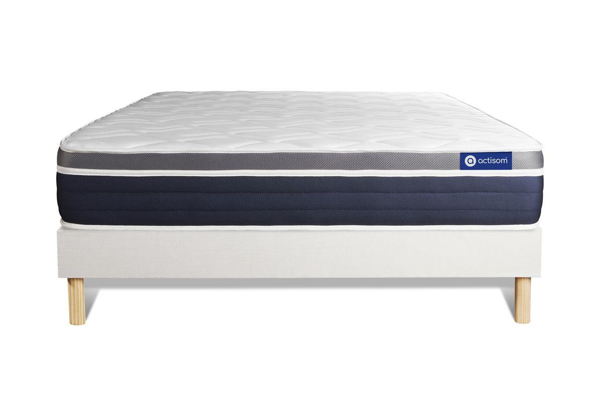 BETT Actilatex confort Latex und Memory-Schaum 140 x 200 cm h2 - Kit Bettgestell Weiß - Beige/Weiß, Karton/Holz (140/200cm) - ACTISOM