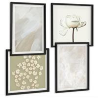 BILDER SET 4er Set - 50x50 cm & 40x60 cm Schwarzer Rahmen - Blumen, modische Boho-Texturen - Schwarz, Kunststoff (50/50cm) - TULUP