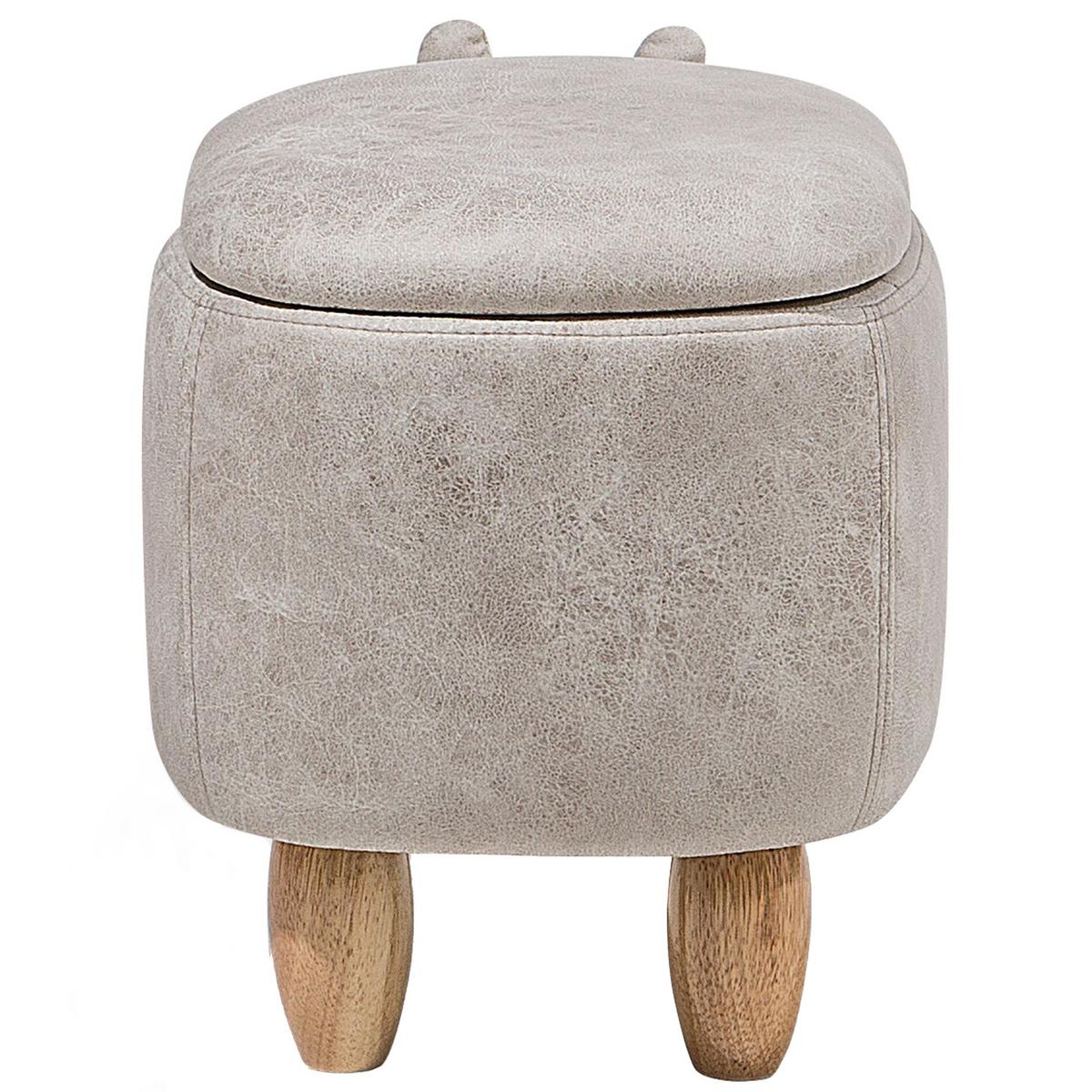 TIERHOCKER Hippo 60/32/35 cm - Grau, Kunststoff/Textil (32/35/60cm) - Beliani