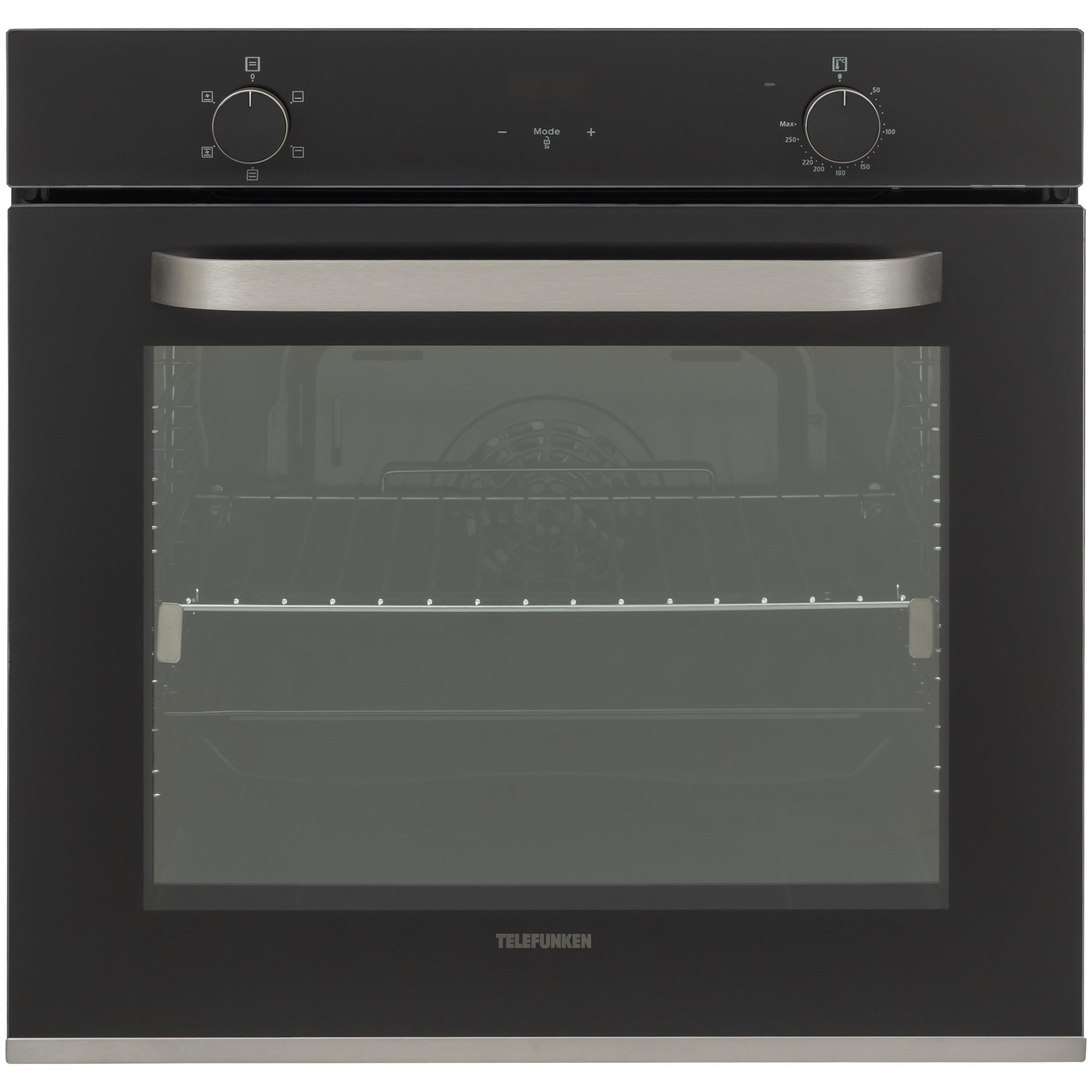 EINBAUBACKOFEN autark, 78 Liter, 60 cm Backofen, Hot Air Shield, Umluft/Ober-Unterhitze, 5 Funktionen - Schwarz, Metall (59.5/59.5/55cm) - Telefunken
