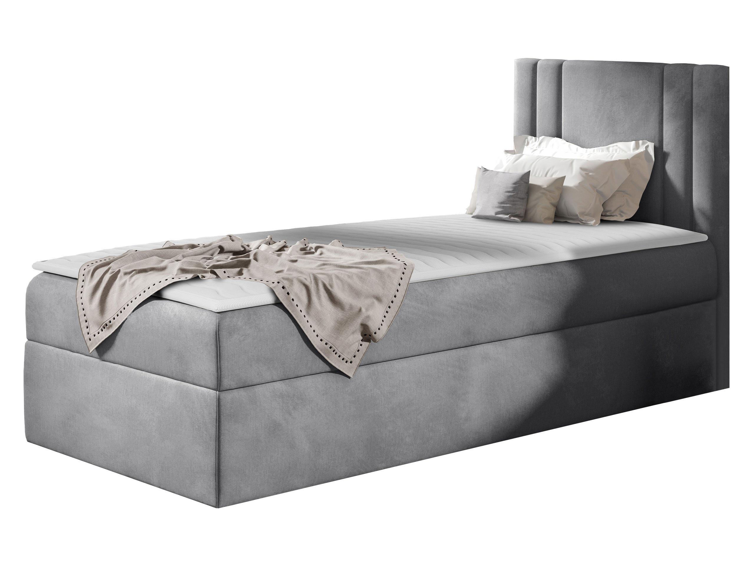BOXBETT Carmen Mini, Seite zum Öffnen des Bettkastens: Rechts - H3 - Silberfarben, Holz (90/200cm) - MIRJAN24
