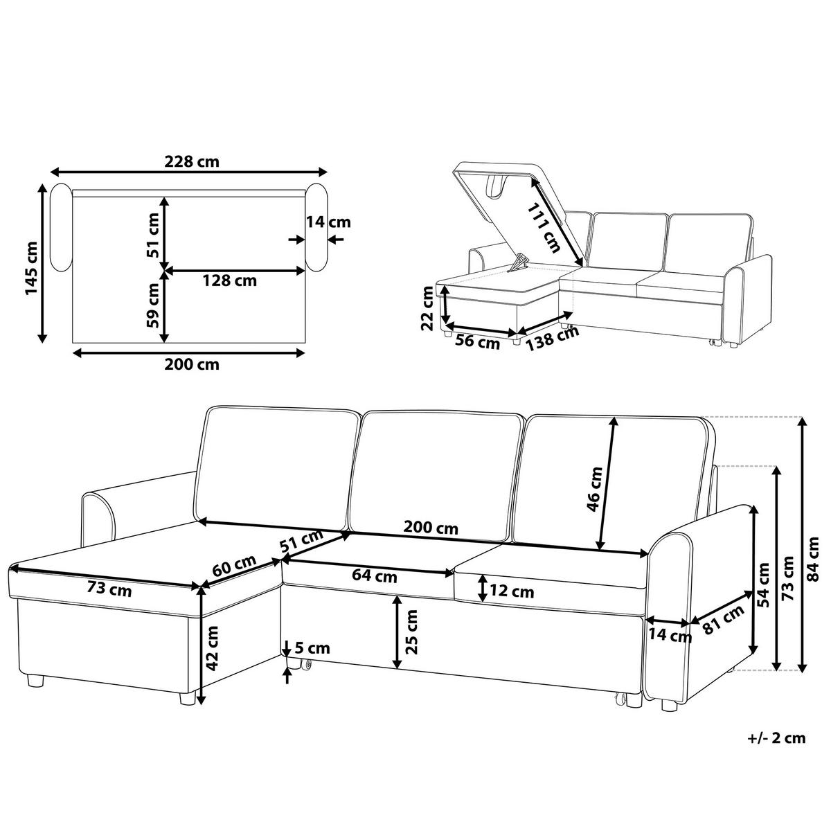 ECKSOFA Polsterbezug Hellgrau linksseitig Nesna - Hellgrau, Textil (228/145cm) - Beliani