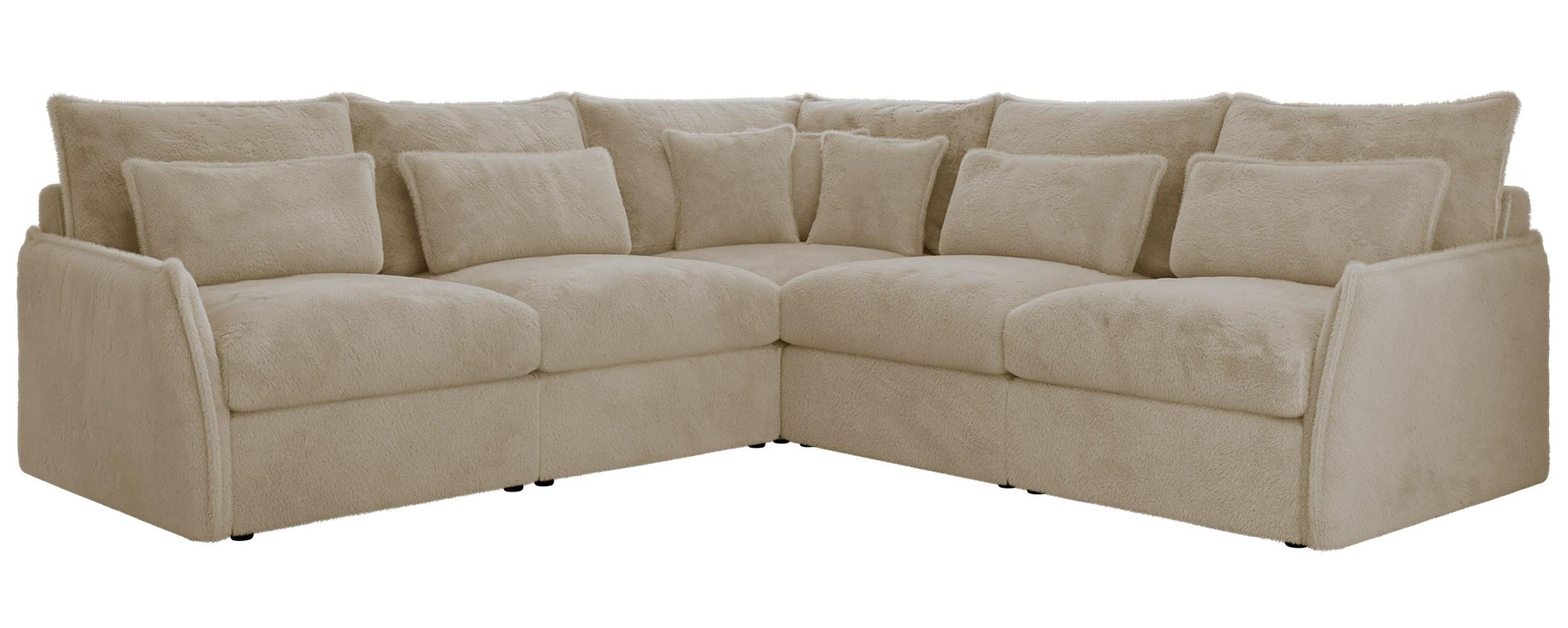 ECKSOFA VERSO L Creme Plüsch - Creme/Schwarz, Kunststoff/Textil (270/270cm) - MKS