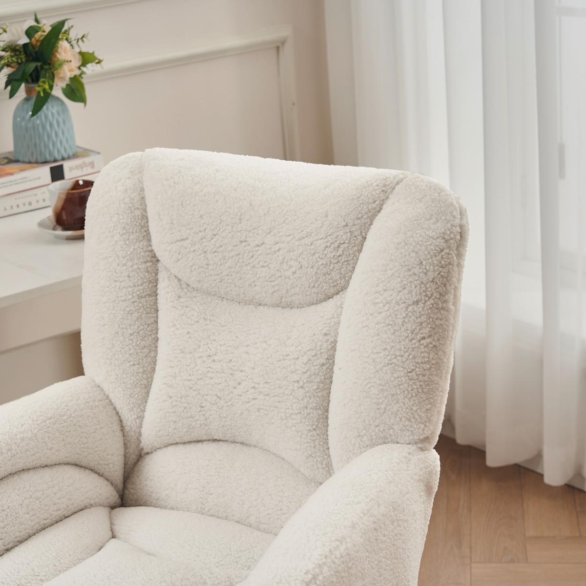 BÜROSTUHL teddy-stoff weiß & gold, höhenverstellbar & 360° drehbar - Weiß, Textil (64/92.5/62cm) - Urban Meuble