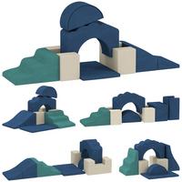 SCHAUMSTOFF-BAUSTEINE 7er Set Samt PU-Schaumstoff Blau - Dunkelblau, Textil (40/50cm) - AIYAPLAY