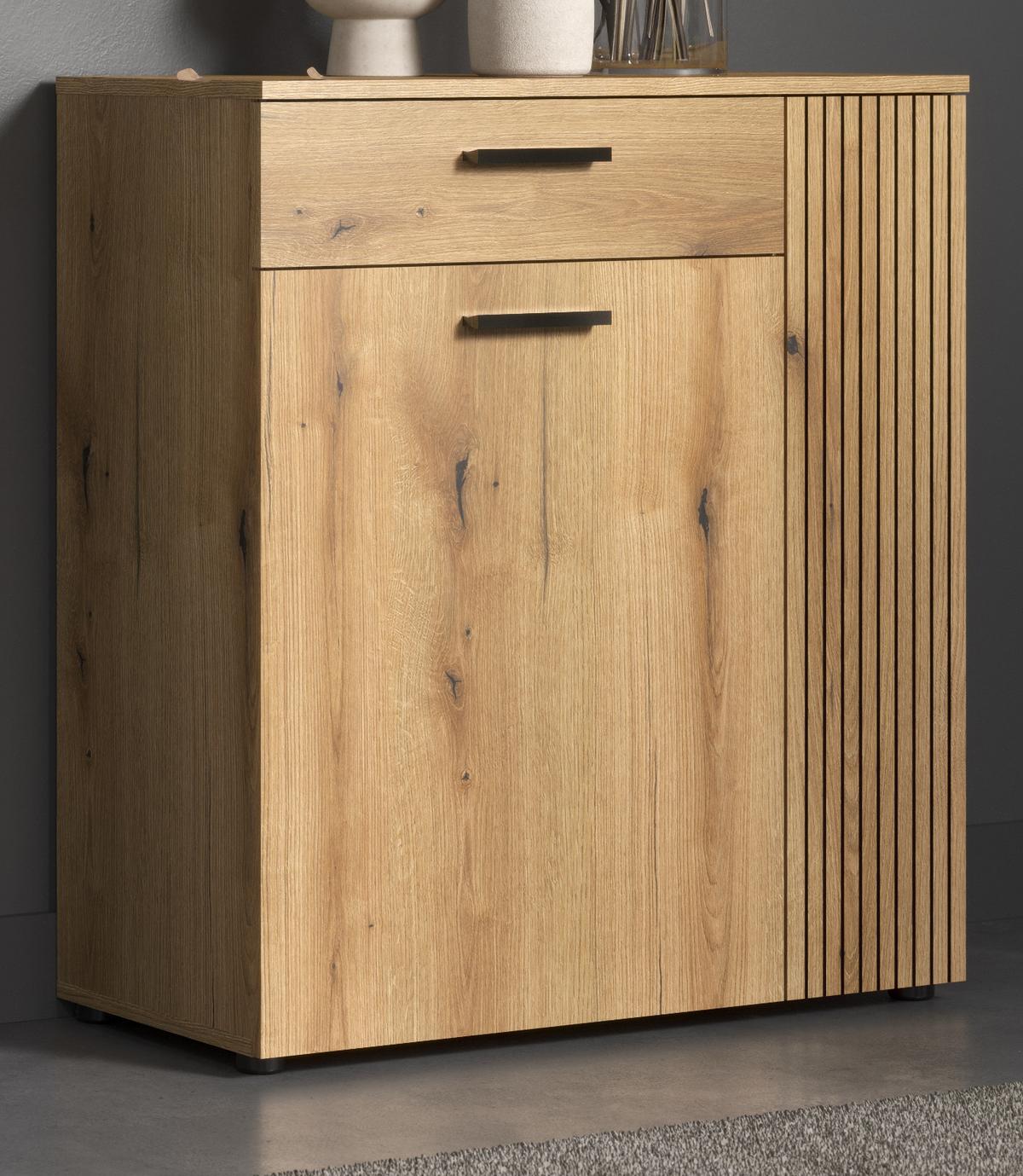 FLURKOMMODE Evoke Eiche 80 x 89 cm, Schuhschrank in modernem Stil - Eichefarben/Schwarz, Holzwerkstoff/Kunststoff (80/89/36cm) - Top.Furn