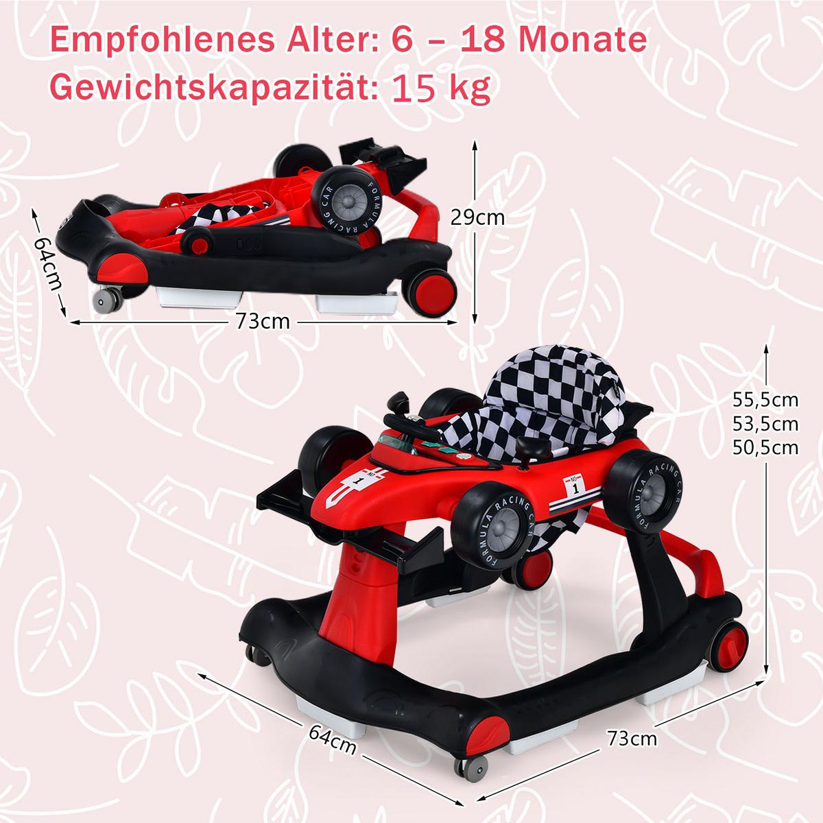 LAUFLERNWAGEN Klappbar Rot - Rot, Kunststoff (76/56/64cm) - COSTWAY