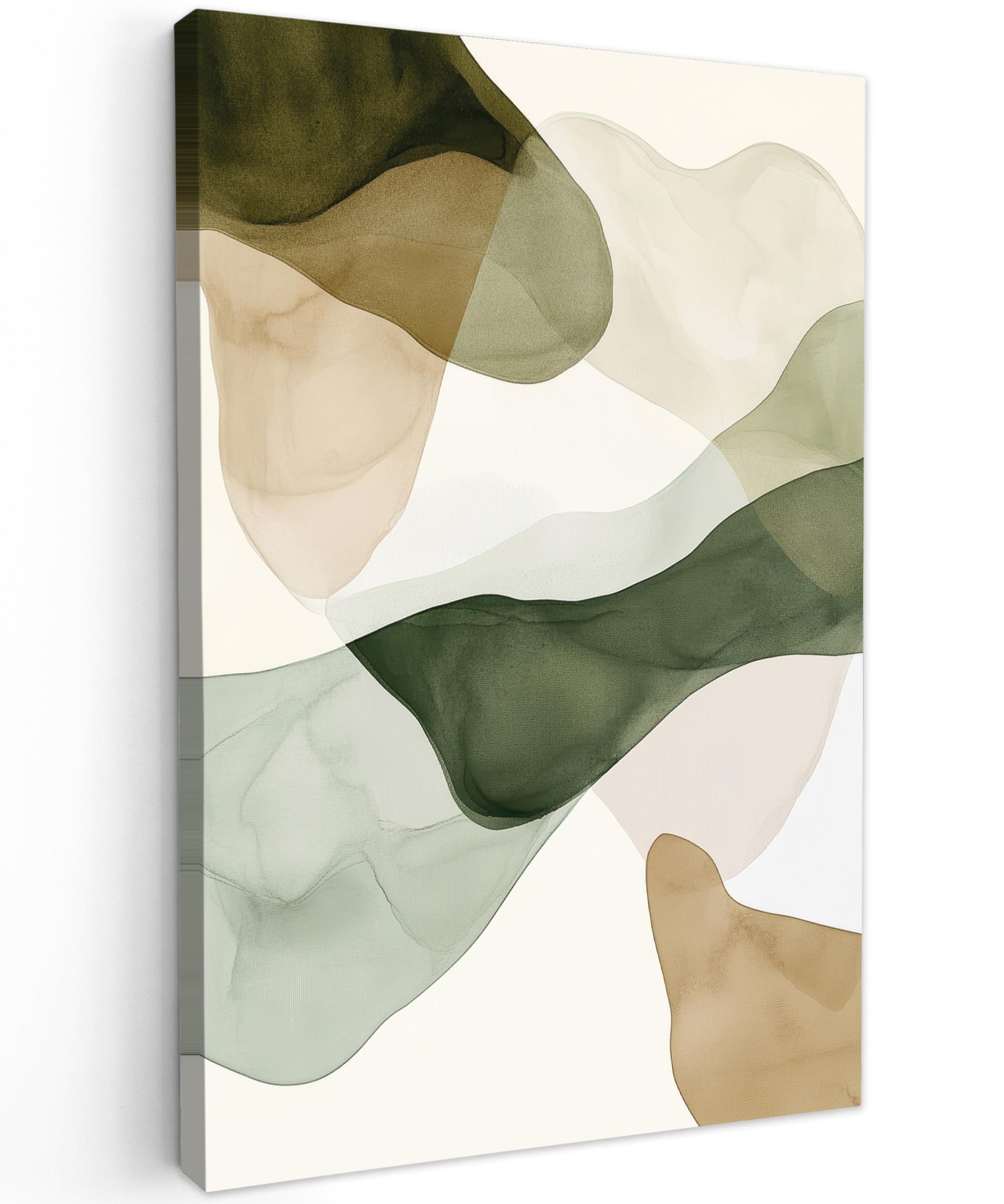 LEINWANDBILD Japandi - Abstrakt - Grün Wanddeko Schlafzimmer 60x90 cm - Salbeigrün, Textil (60/90cm) - MuchoWow