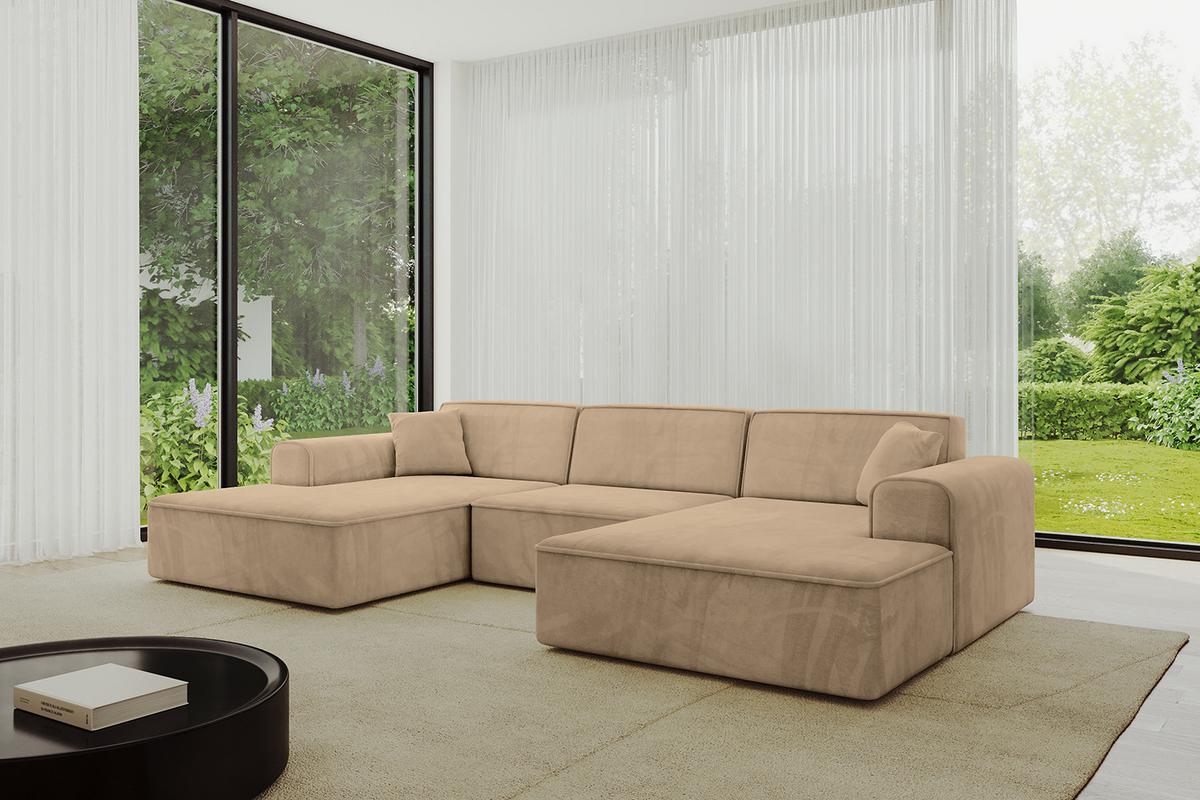 WOHNLANDSCHAFT IREA-U1-v3 - 303x171x79 cm Beige - Beige, Holzwerkstoff/Textil (303/79/171cm) - ALTDECOR