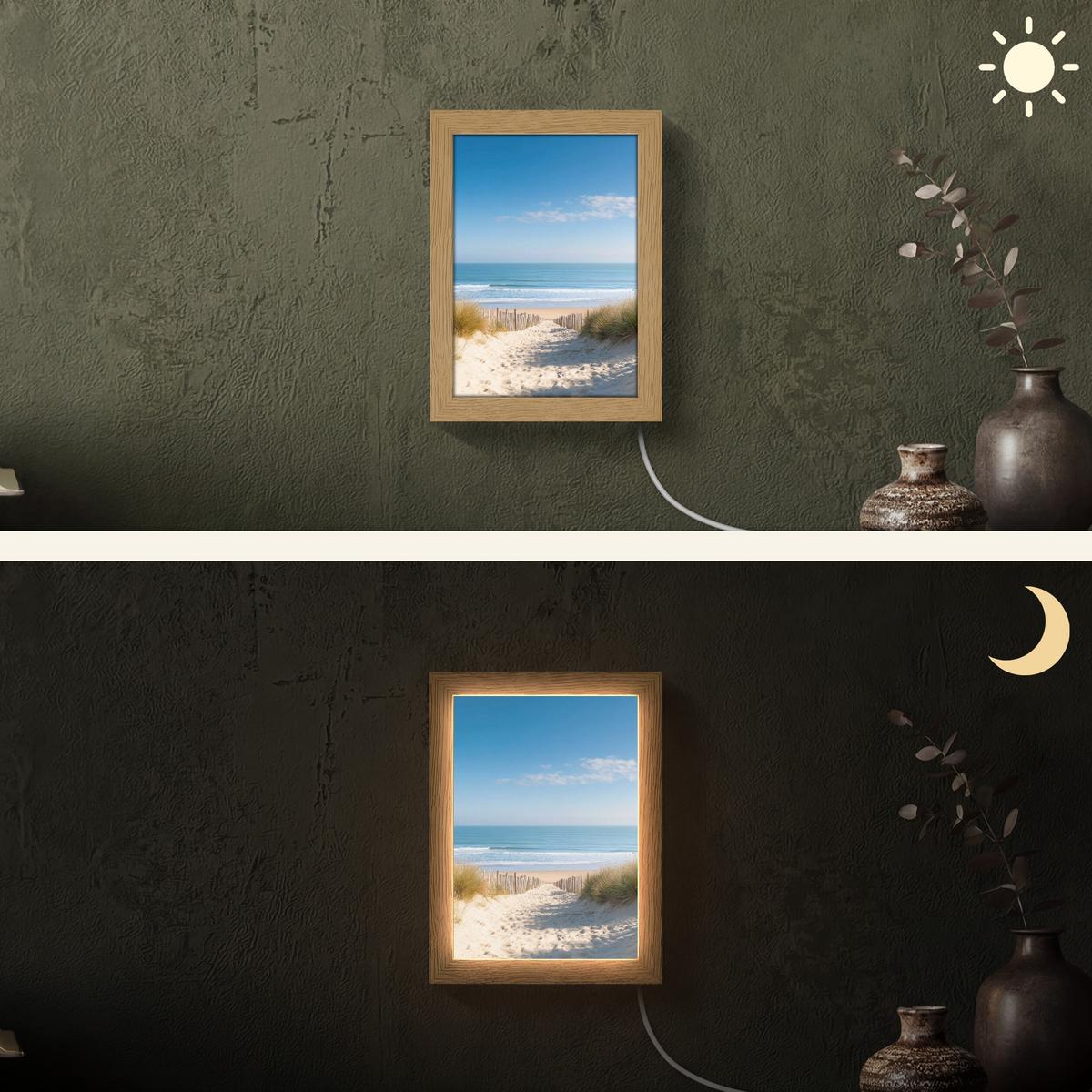 WANDLEUCHTE Strand - Meer - Düne - Sand - Sommer 15x20 cm - Sandfarben, Holzwerkstoff (15/20/8cm) - OnlyWow