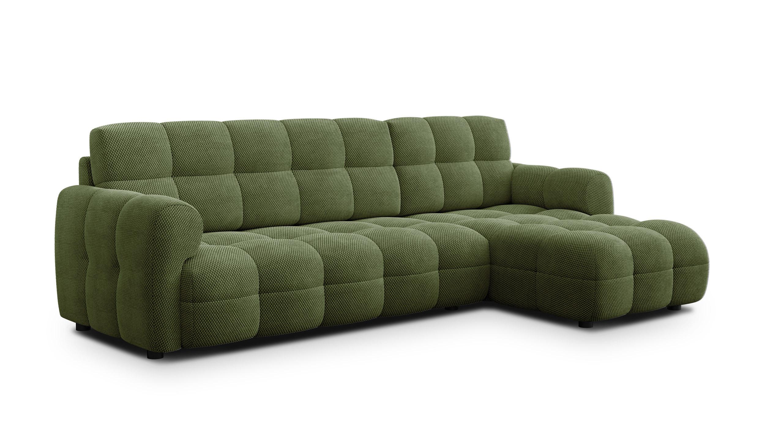 ECKSOFA MELLOW 4-Sitzer, olive - Schwarz/Grün, Holz/Textil (262/156cm) - Wozimo