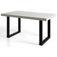 INDUSTRIELLER Esszimmertisch LOFT-U, ausziehbarer Tisch, Größe: 120-220X80X77 cm, Wohnzimmertisch Farbe: Schwarz, mit Metallbeinen in Farbe Schwarz - Schwarz/Weiß, Holzwerkstoff (120/80/77cm) - Alpi-Möbel
