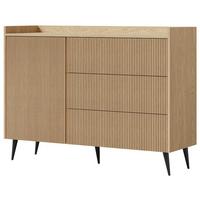 KOMMODE Arysa in Frühlings-Eiche Hellbraun 92/126/41 cm - Eichefarben/Schwarz, Holzwerkstoff/Metall (126/92/41cm) - WFL GROUP