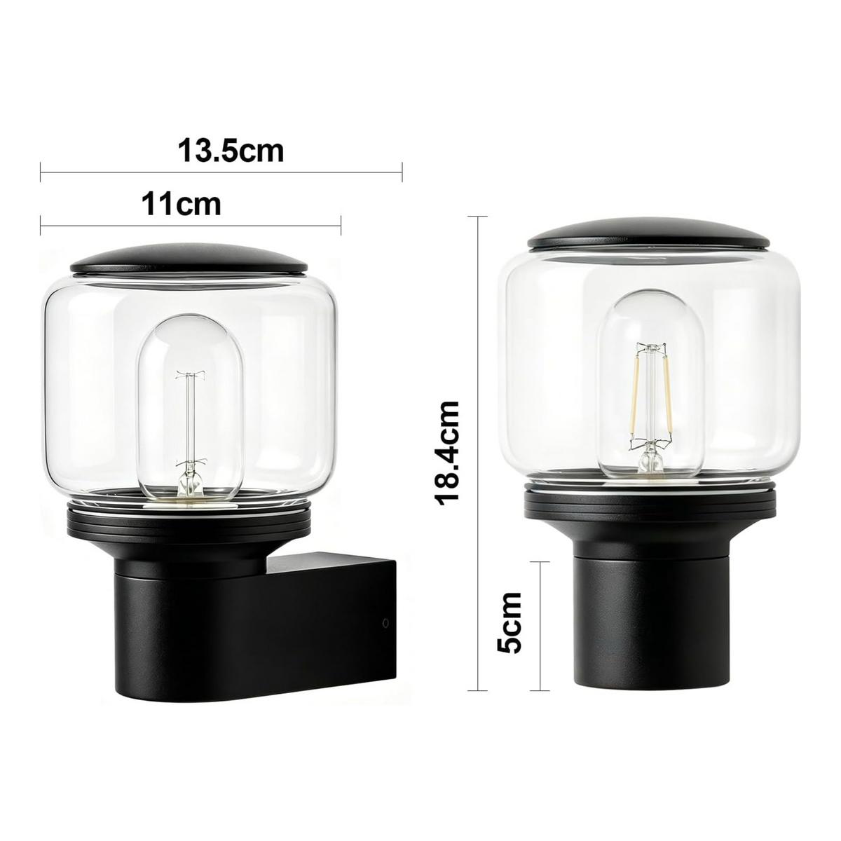 AUSSENWANDLEUCHTE Drisal 13.5/11/18.4 cm - Schwarz, Glas/Metall (11/18.4/13.5cm) - ZMH